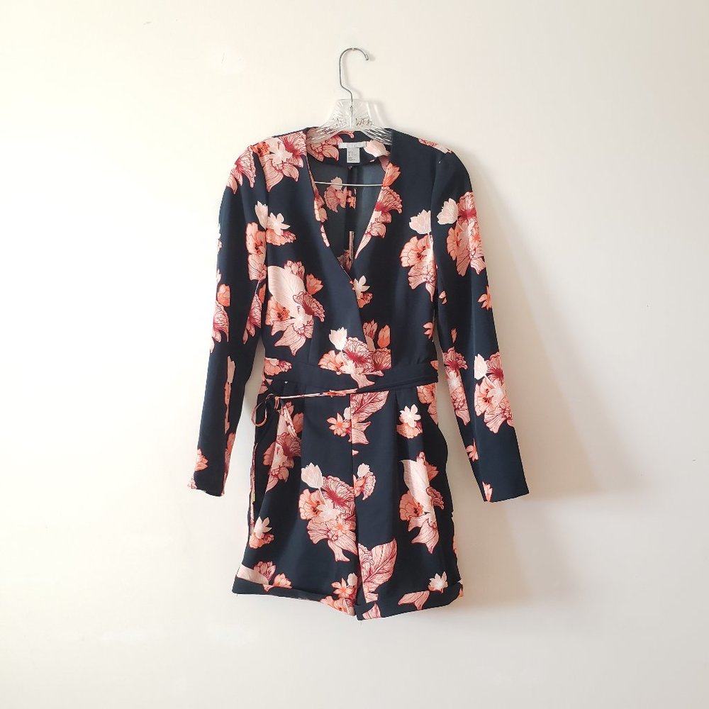 H&M Navy Long Sleeve Floral Romper 4